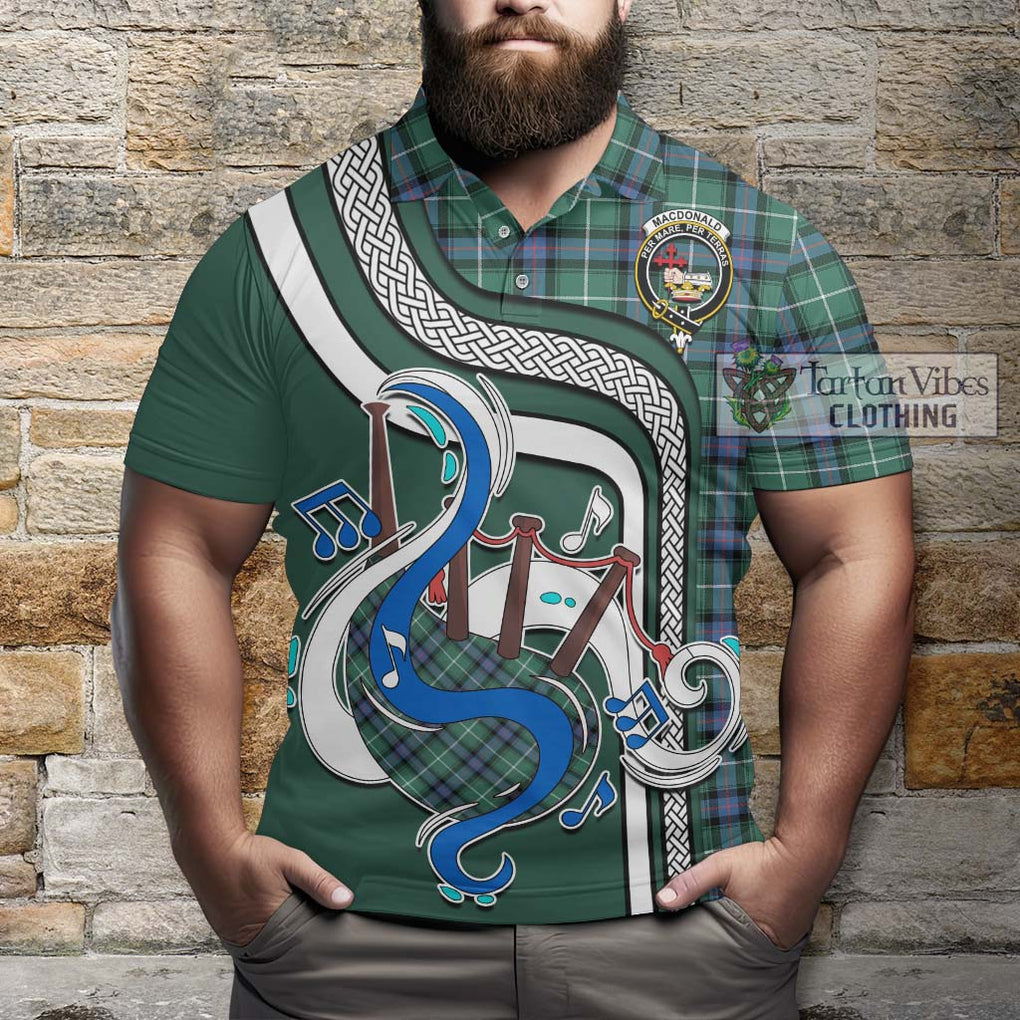 Tartan Vibes Clothing MacDonald of the Isles Hunting Ancient Tartan Polo Shirt with Epic Bagpipe Style