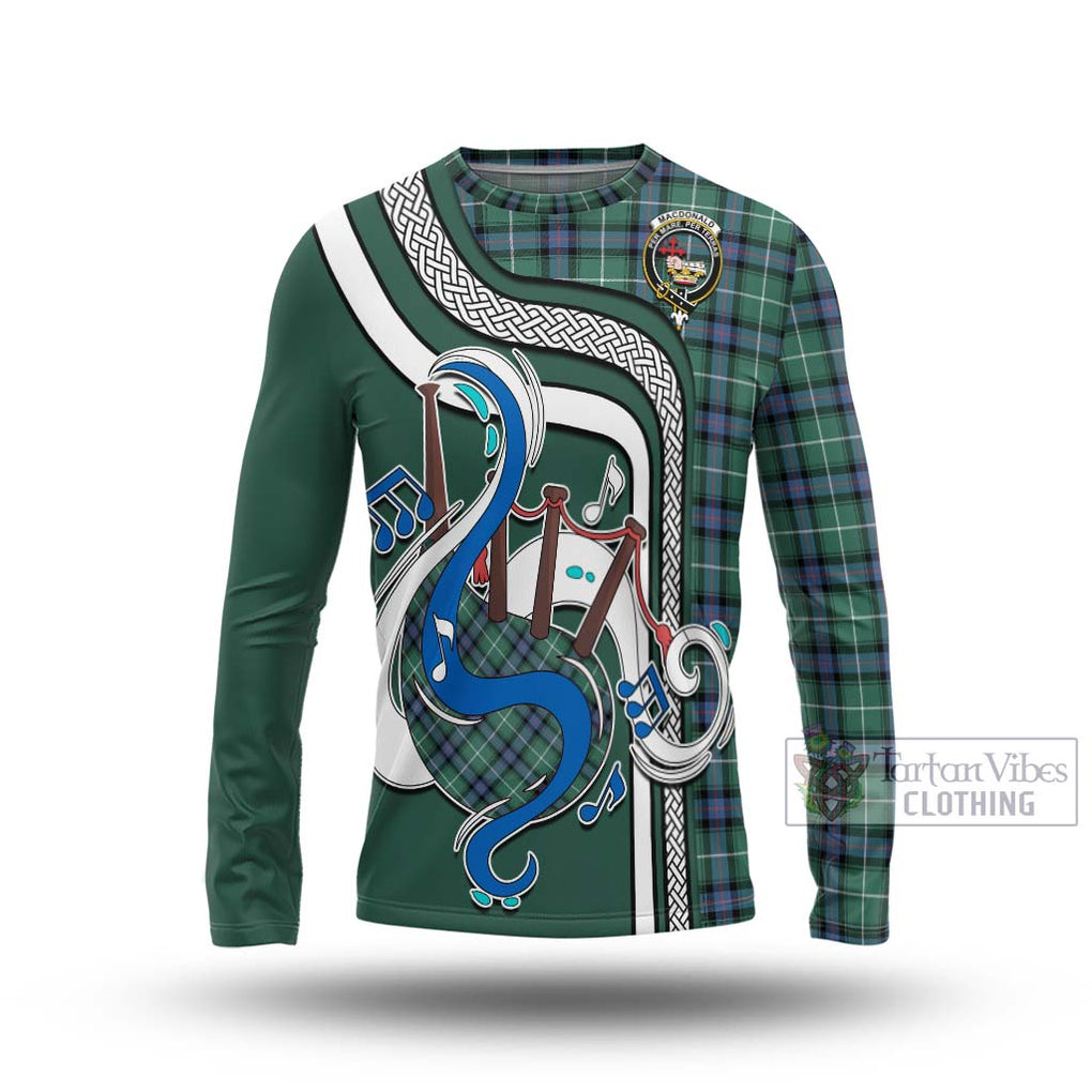 Tartan Vibes Clothing MacDonald of the Isles Hunting Ancient Tartan Long Sleeve T-Shirt with Epic Bagpipe Style