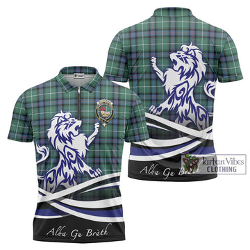 MacDonald of the Isles Hunting Ancient Tartan Zipper Polo Shirt with Alba Gu Brath Regal Lion Emblem