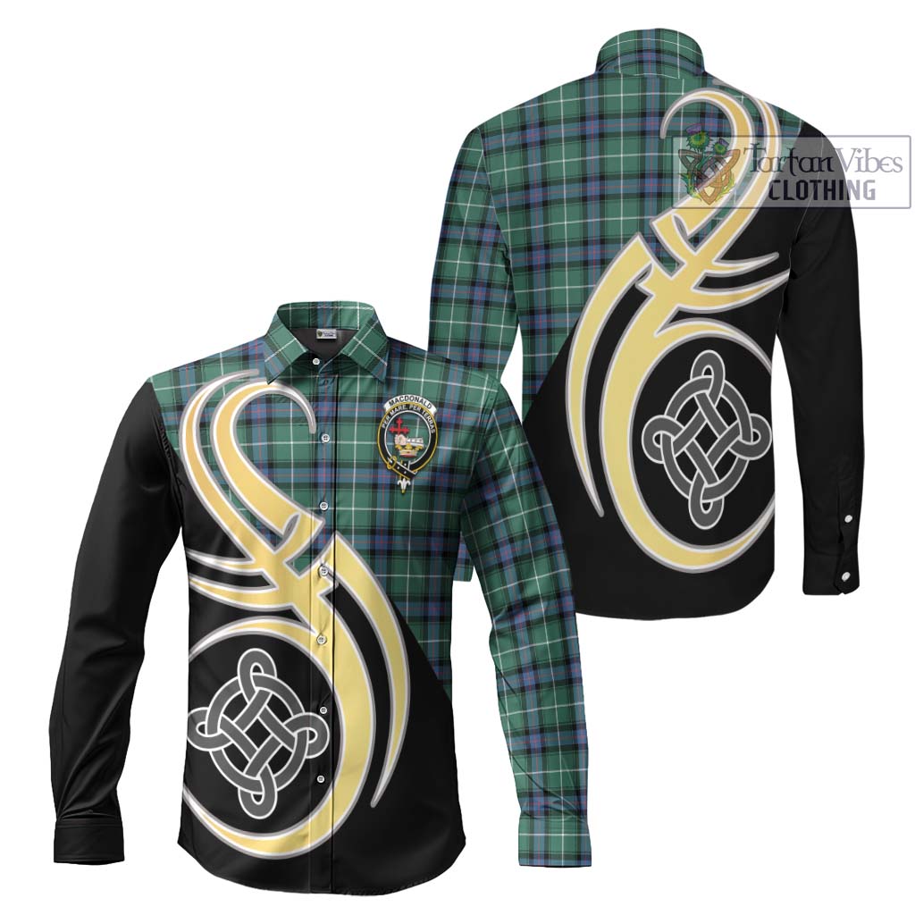 MacDonald of the Isles Hunting Ancient Tartan Long Sleeve Button Shirt with Family Crest and Celtic Symbol Style Men's Shirt S - Tartan Vibes Clothing