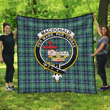 MacDonald of the Isles Hunting Ancient Tartan Quilt with Family Crest