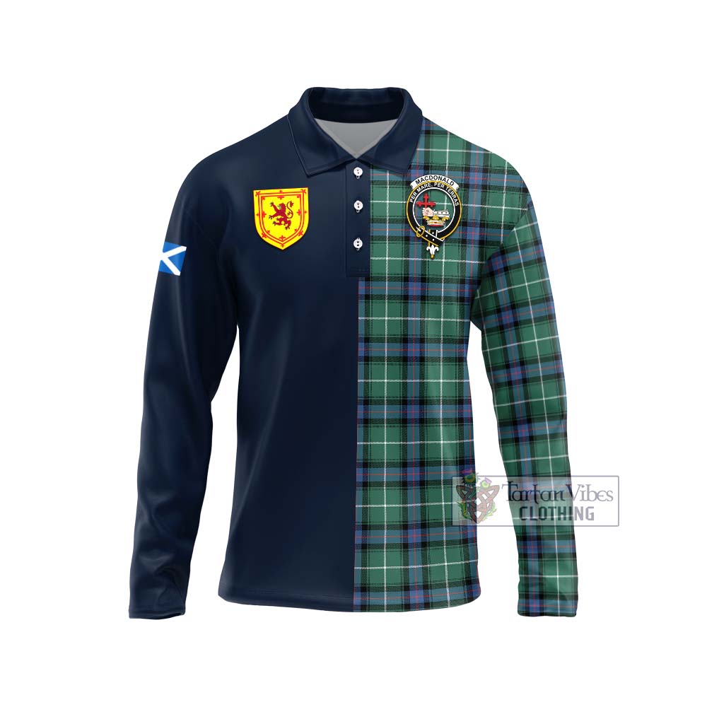 Tartan Vibes Clothing MacDonald of the Isles Hunting Ancient Tartan Long Sleeve Polo Shirt with Scottish Lion Royal Arm Half Style