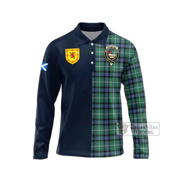 MacDonald of the Isles Hunting Ancient Tartan Long Sleeve Polo Shirt with Scottish Lion Royal Arm Half Style