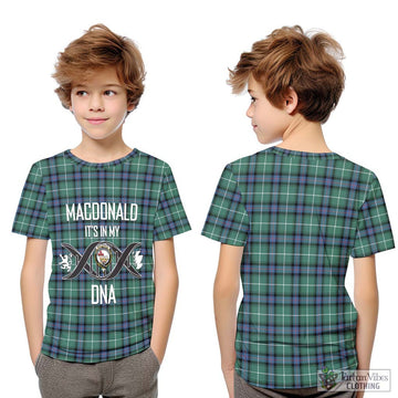 MacDonald of the Isles Hunting Ancient Tartan Kid T-Shirt with Family Crest DNA In Me Style