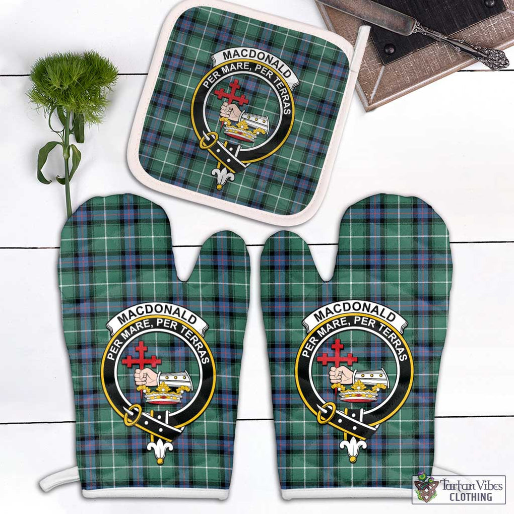 MacDonald of the Isles Hunting Ancient Tartan Combo Oven Mitt & Pot-Holder with Family Crest Combo 1 Oven Mitt & 1 Pot-Holder White - Tartan Vibes Clothing