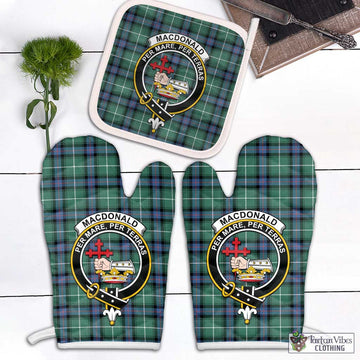 MacDonald of the Isles Hunting Ancient Tartan Combo Oven Mitt & Pot-Holder with Family Crest