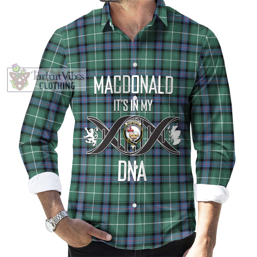 MacDonald of the Isles Hunting Ancient Tartan Long Sleeve Button Shirt with Family Crest DNA In Me Style Men's Shirt S - Tartanvibesclothing Shop