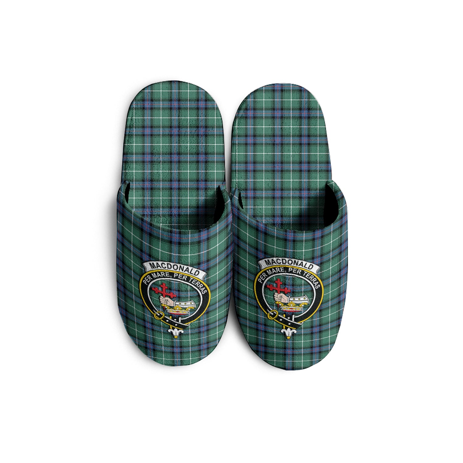 MacDonald of the Isles Hunting Ancient Tartan Home Slippers with Family Crest - Tartanvibesclothing