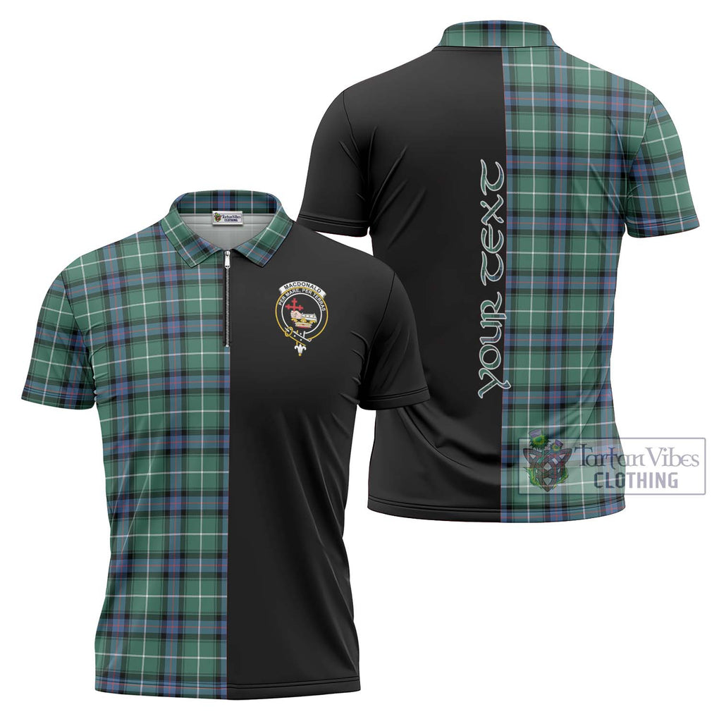 MacDonald of the Isles Hunting Ancient Tartan Zipper Polo Shirt with Family Crest and Half Of Me Style Unisex - Tartanvibesclothing Shop