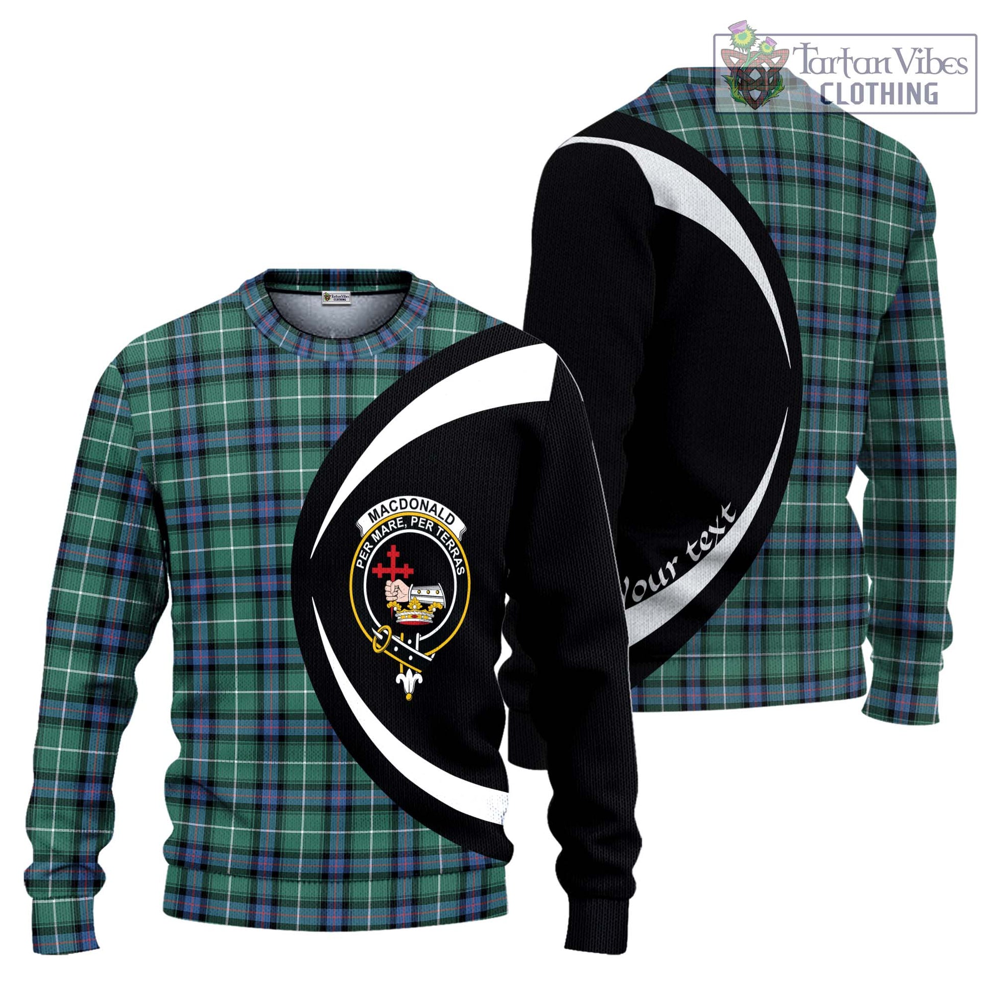 MacDonald of the Isles Hunting Ancient Tartan Knitted Sweater with Family Crest Circle Style Unisex - Tartan Vibes Clothing