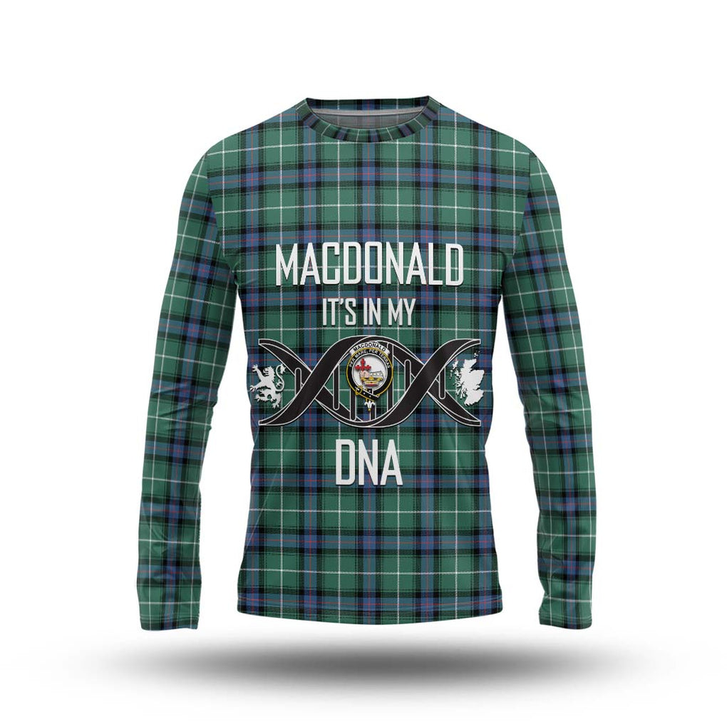 MacDonald of the Isles Hunting Ancient Tartan Long Sleeve T-Shirt with Family Crest DNA In Me Style Unisex - Tartanvibesclothing Shop