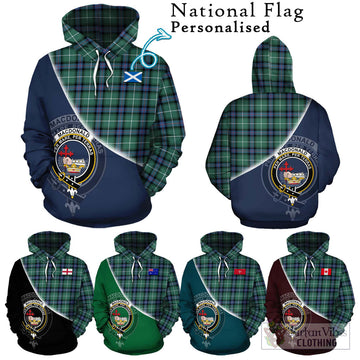 MacDonald of the Isles Hunting Ancient Tartan Hoodie with Personalised National Flag and Family Crest Half Style