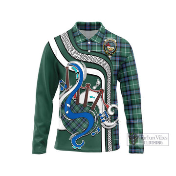 MacDonald of the Isles Hunting Ancient Tartan Long Sleeve Polo Shirt with Epic Bagpipe Style