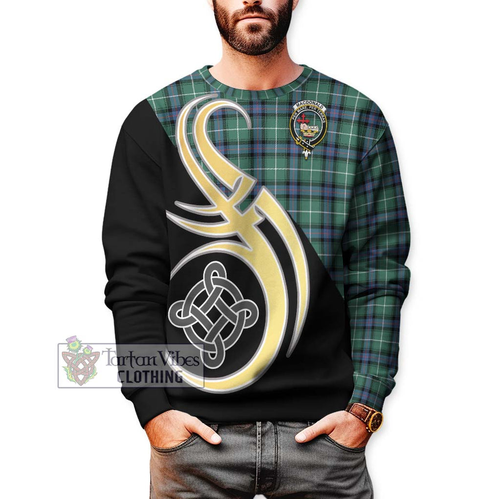 MacDonald of the Isles Hunting Ancient Tartan Sweatshirt with Family Crest and Celtic Symbol Style Unisex - Tartan Vibes Clothing