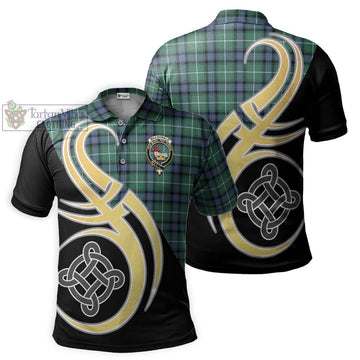 MacDonald of the Isles Hunting Ancient Tartan Polo Shirt with Family Crest and Celtic Symbol Style