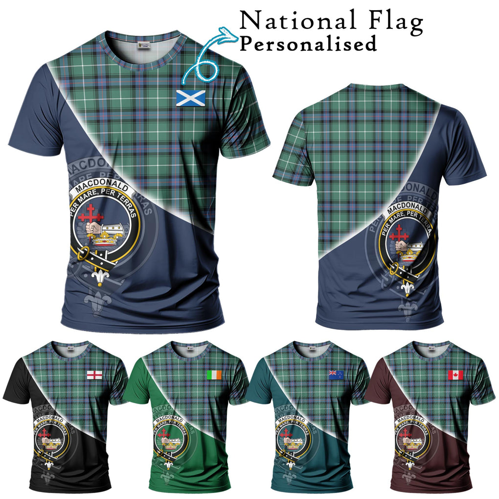 MacDonald of the Isles Hunting Ancient Tartan T-Shirt with Personalised National Flag and Family Crest Half Style Kid's Shirt - Tartanvibesclothing Shop