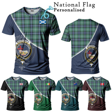 MacDonald of the Isles Hunting Ancient Tartan T-Shirt with Personalised National Flag and Family Crest Half Style