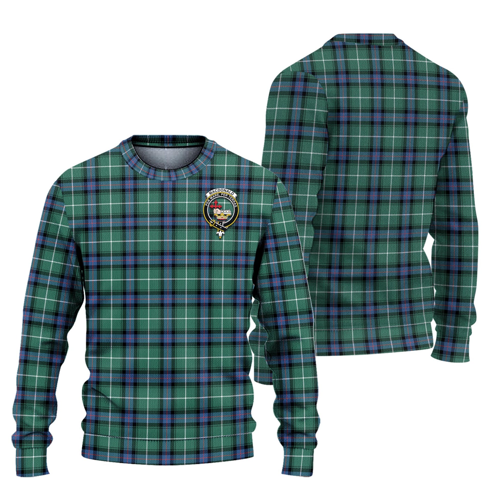 MacDonald of the Isles Hunting Ancient Tartan Knitted Sweater with Family Crest Unisex - Tartanvibesclothing