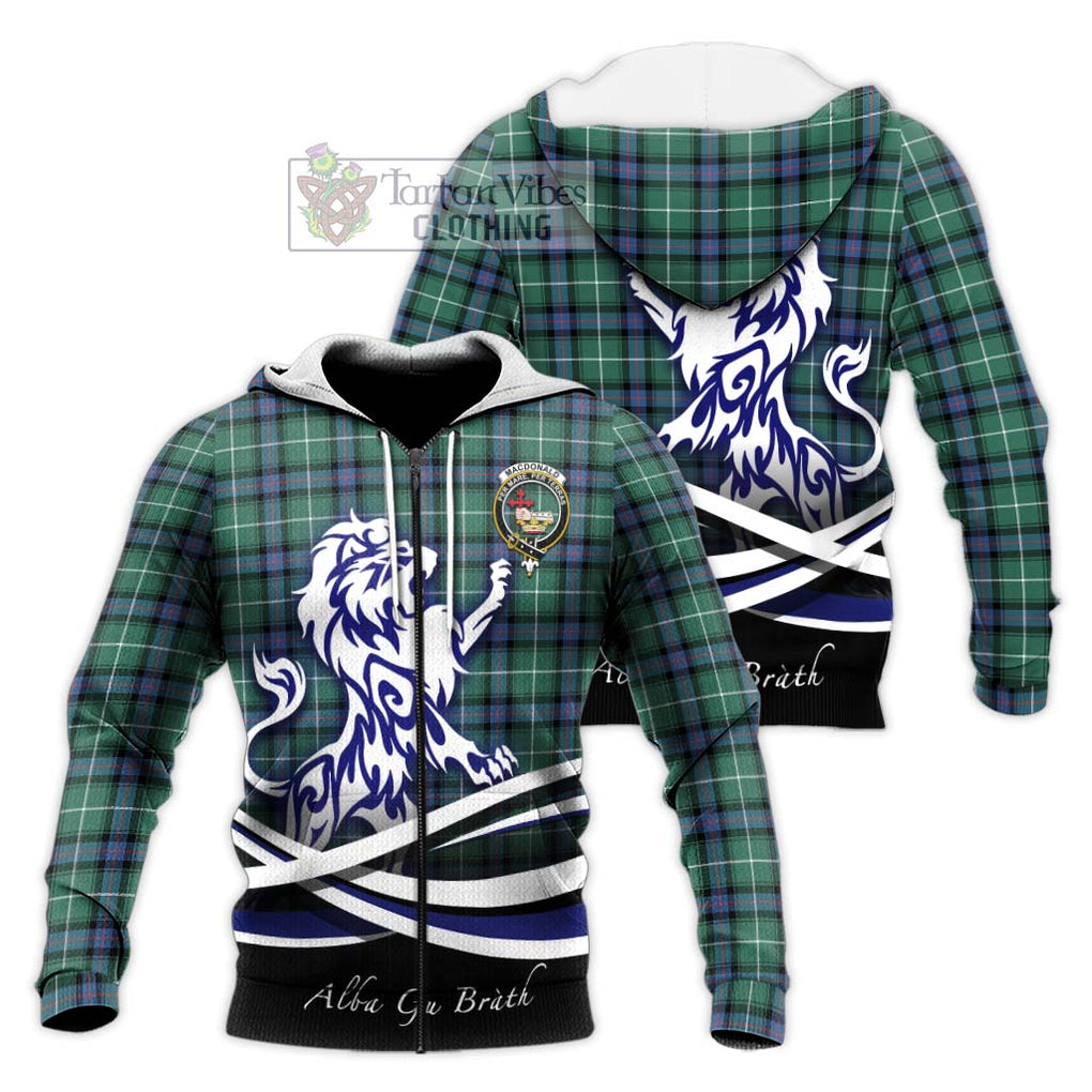 MacDonald of the Isles Hunting Ancient Tartan Knitted Hoodie with Alba Gu Brath Regal Lion Emblem Unisex Knitted Zip Hoodie - Tartanvibesclothing Shop