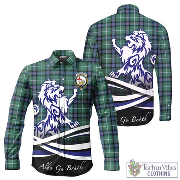 MacDonald of the Isles Hunting Ancient Tartan Long Sleeve Button Up Shirt with Alba Gu Brath Regal Lion Emblem