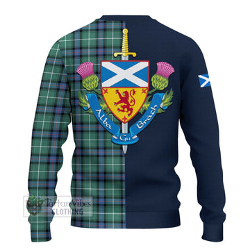 MacDonald of the Isles Hunting Ancient Tartan Knitted Sweater with Scottish Lion Royal Arm Half Style