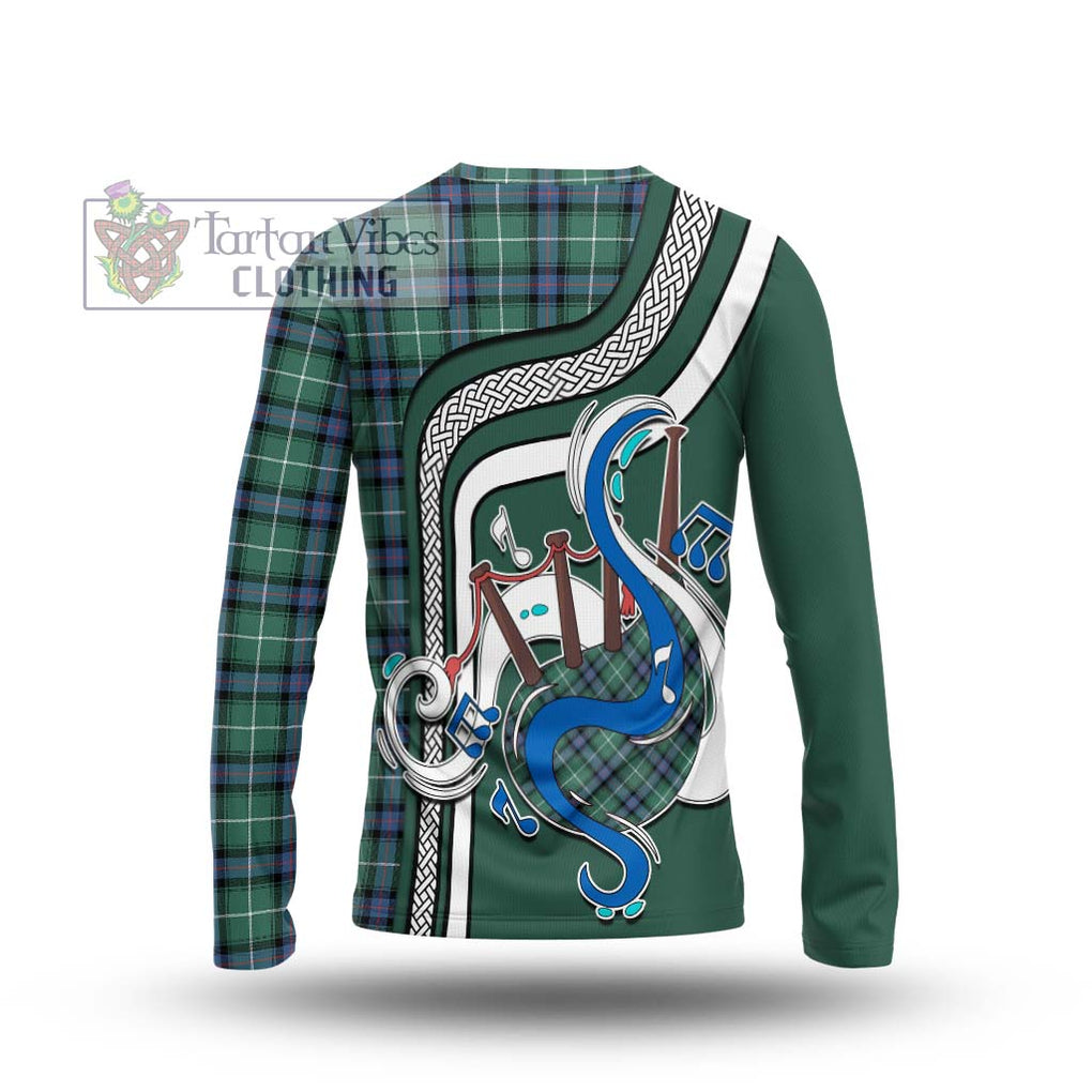 Tartan Vibes Clothing MacDonald of the Isles Hunting Ancient Tartan Long Sleeve T-Shirt with Epic Bagpipe Style