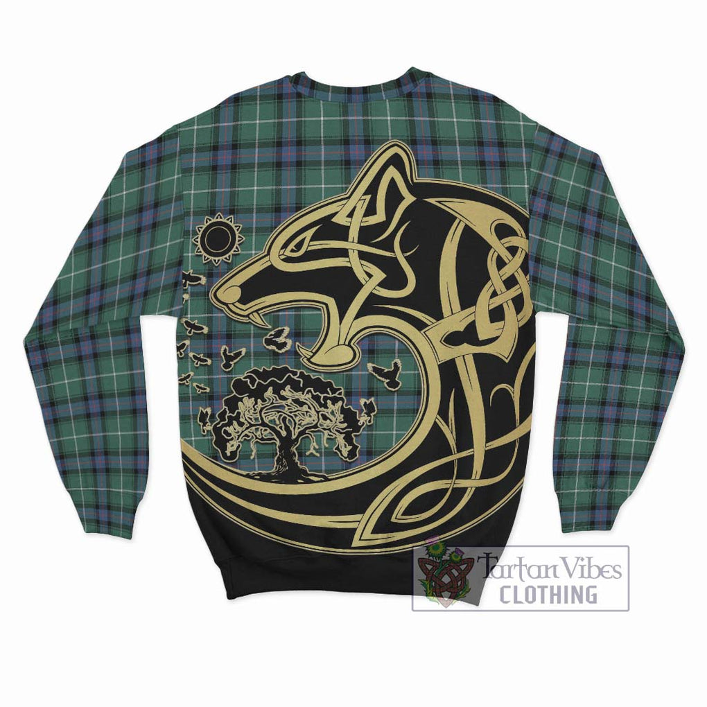 MacDonald of the Isles Hunting Ancient Tartan Sweatshirt with Family Crest Celtic Wolf Style - Tartan Vibes Clothing