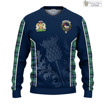 MacDonald of the Isles Hunting Ancient Tartan Knitted Sweatshirt with Family Crest and Scottish Thistle Vibes Sport Style