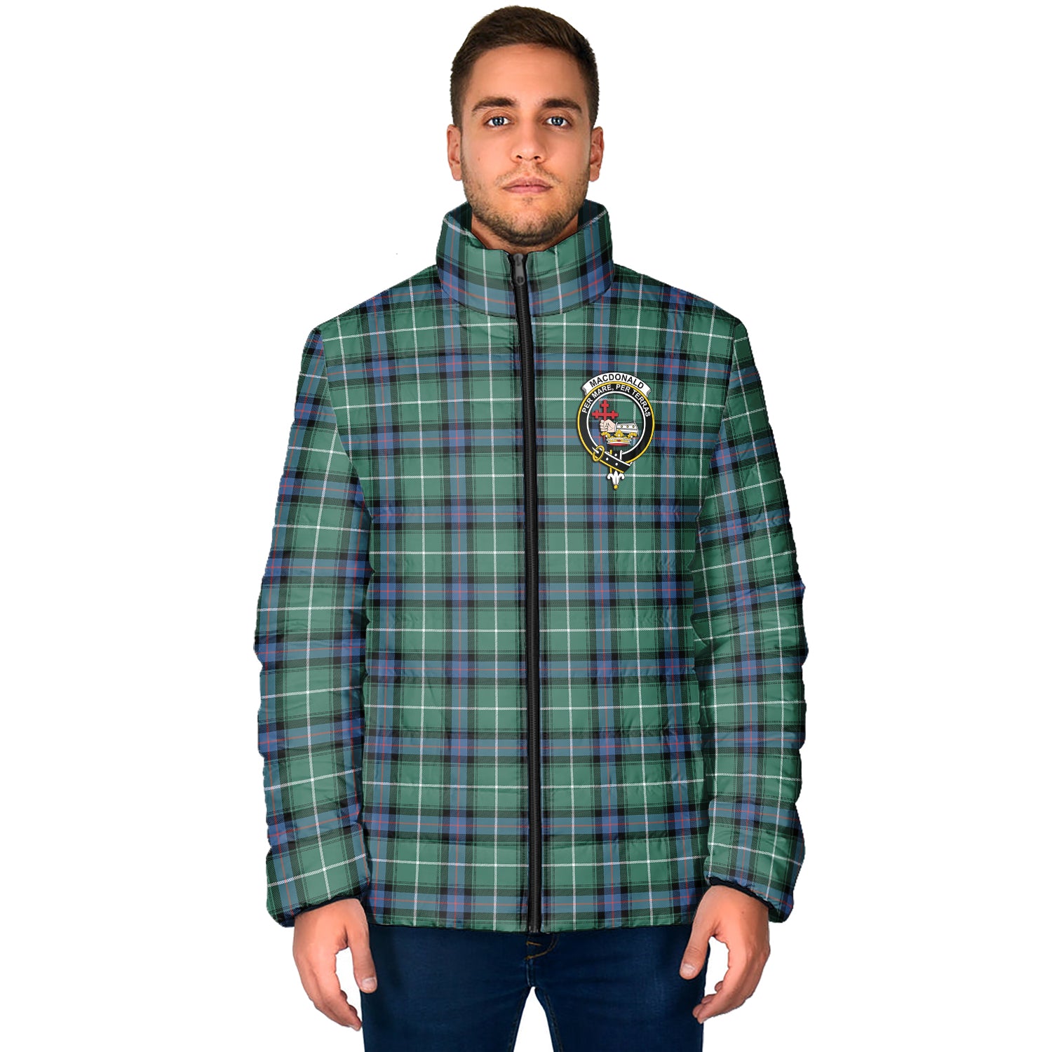 MacDonald of the Isles Hunting Ancient Tartan Padded Jacket with Family Crest - Tartan Vibes Clothing