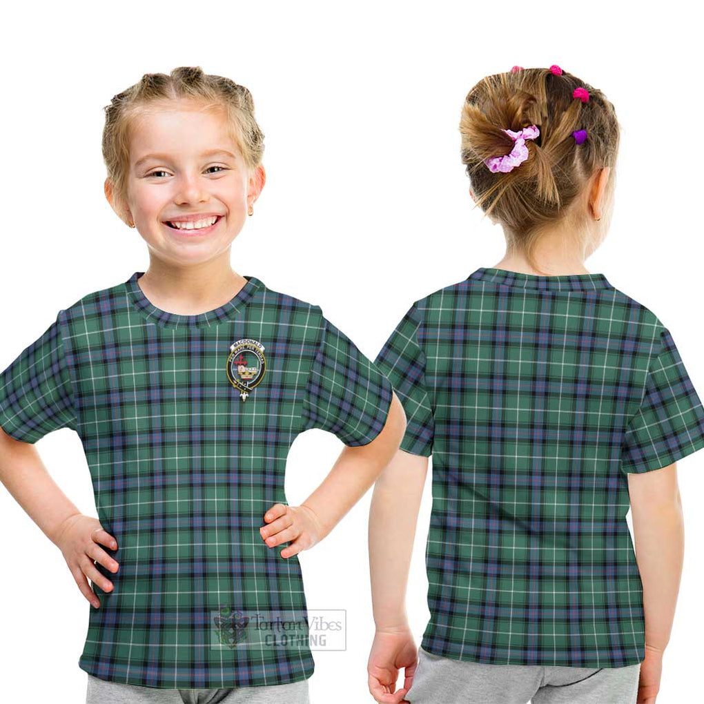 MacDonald of the Isles Hunting Ancient Tartan Kid T-Shirt with Family Crest - Tartanvibesclothing Shop