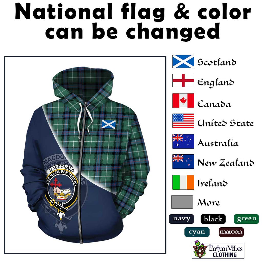 MacDonald of the Isles Hunting Ancient Tartan Hoodie with Personalised National Flag and Family Crest Half Style - Tartanvibesclothing Shop