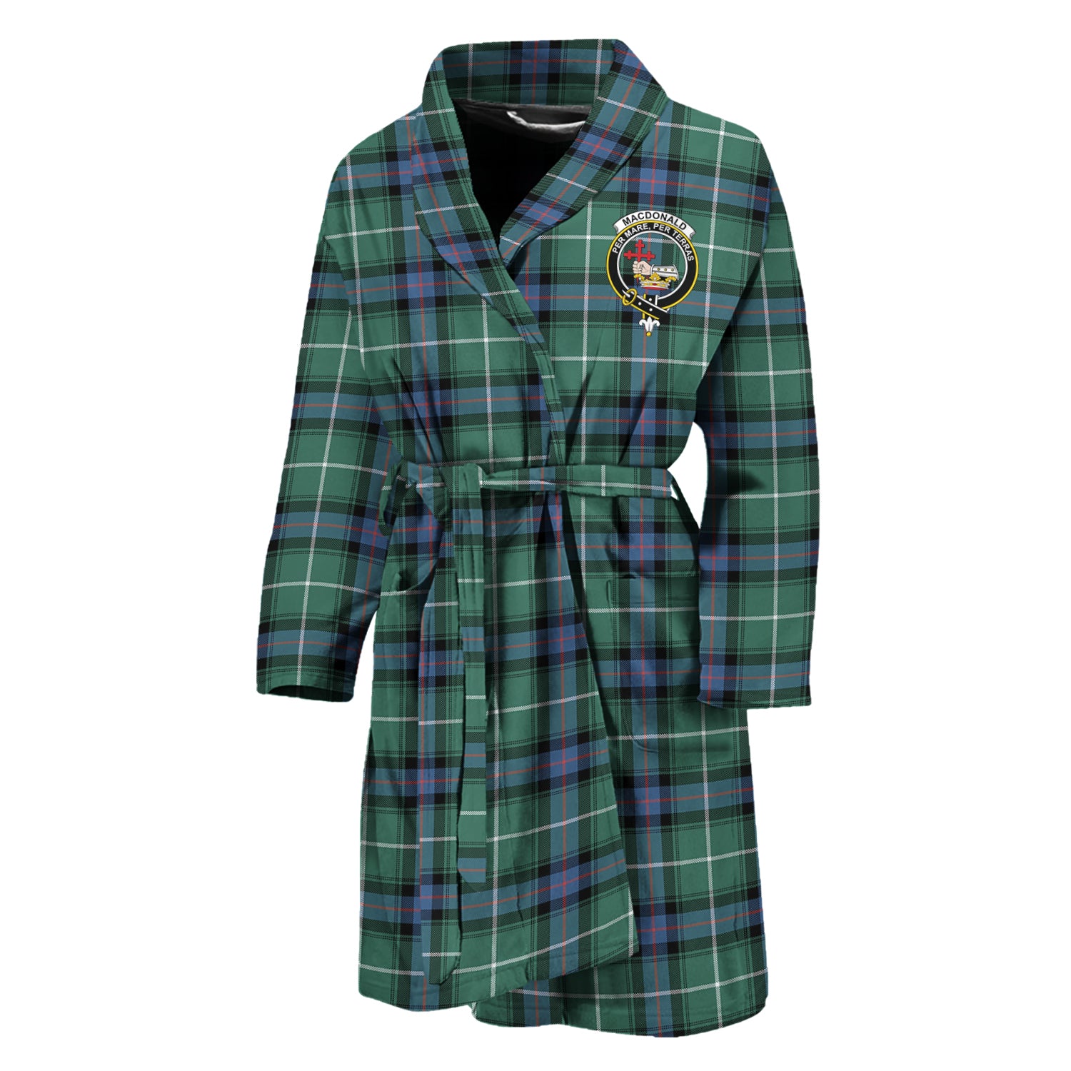 MacDonald of the Isles Hunting Ancient Tartan Bathrobe with Family Crest Unisex M - Tartan Vibes Clothing