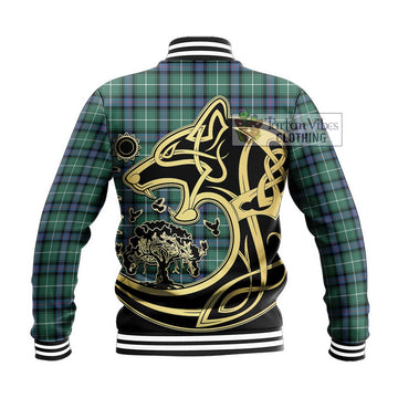 MacDonald of the Isles Hunting Ancient Tartan Baseball Jacket with Family Crest Celtic Wolf Style
