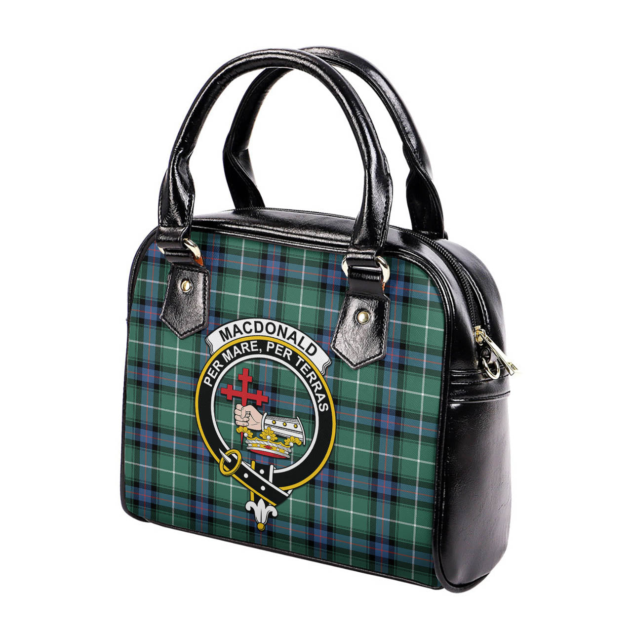 MacDonald of the Isles Hunting Ancient Tartan Shoulder Handbags with Family Crest - Tartanvibesclothing