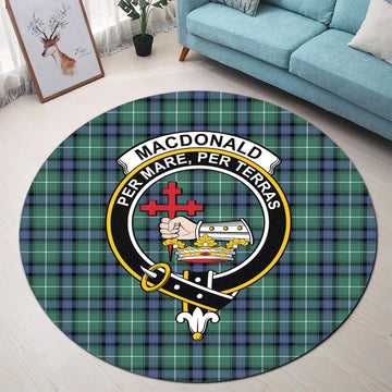 MacDonald of the Isles Hunting Ancient Tartan Round Rug with Family Crest