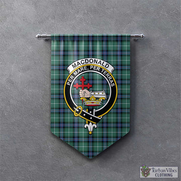 MacDonald of the Isles Hunting Ancient Tartan Gonfalon, Tartan Banner with Family Crest