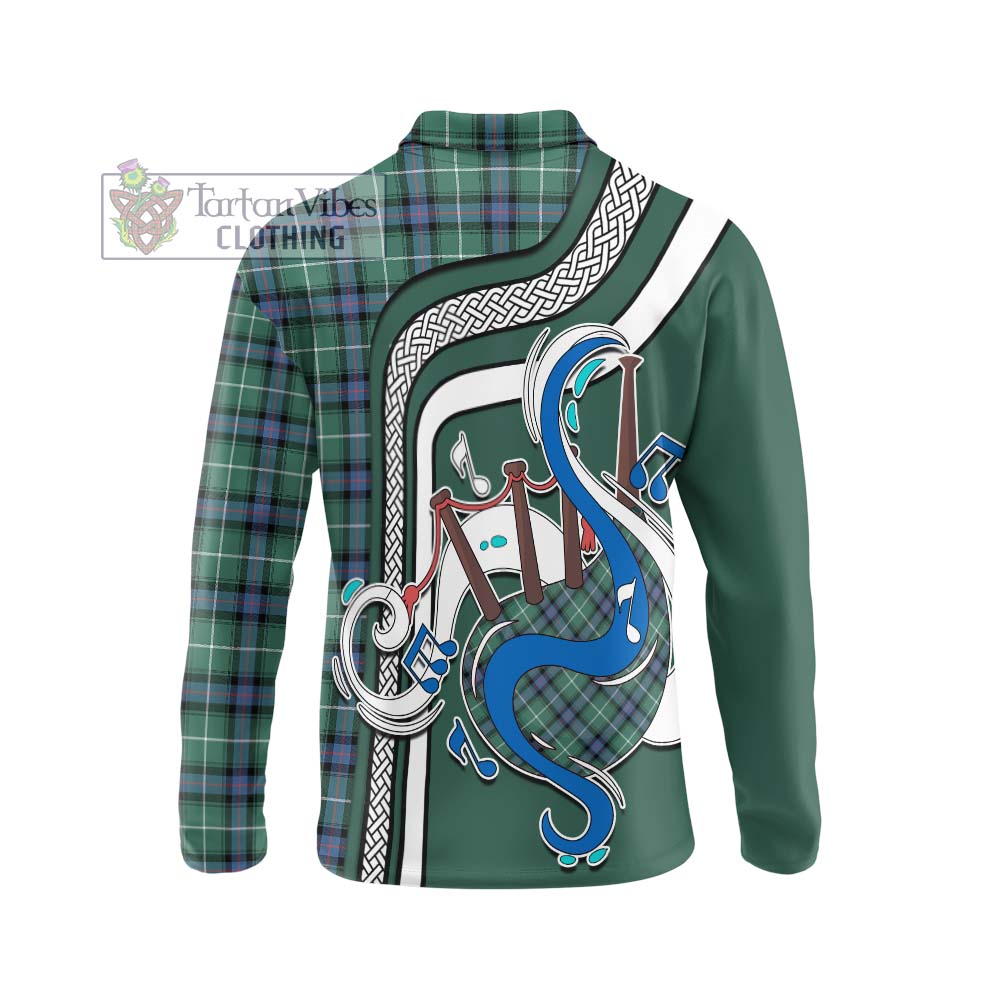 Tartan Vibes Clothing MacDonald of the Isles Hunting Ancient Tartan Long Sleeve Polo Shirt with Epic Bagpipe Style