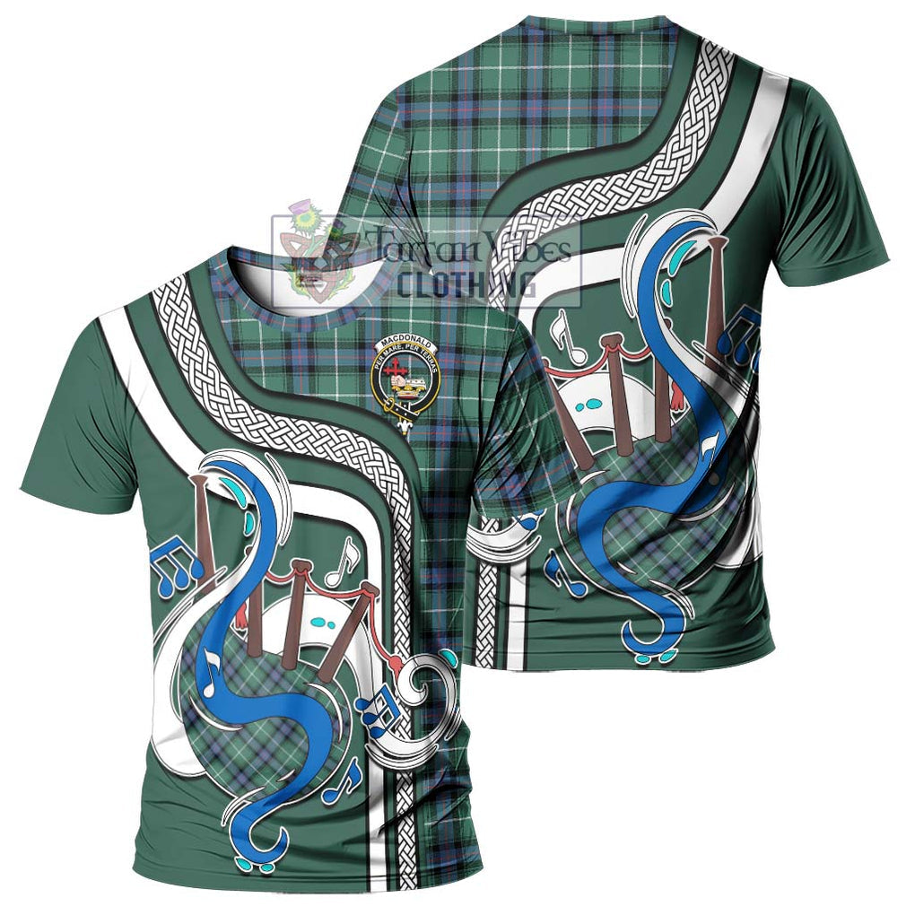 MacDonald of the Isles Hunting Ancient Tartan T-Shirt with Epic Bagpipe Style - Tartanvibesclothing Shop