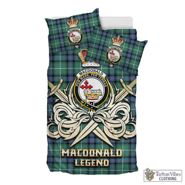 MacDonald of the Isles Hunting Ancient Tartan Bedding Set with Clan Crest and the Golden Sword of Courageous Legacy