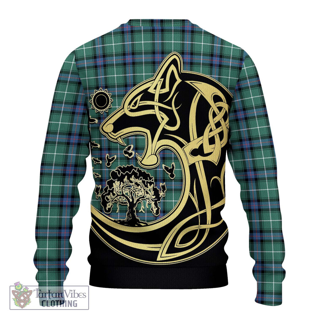 MacDonald of the Isles Hunting Ancient Tartan Knitted Sweater with Family Crest Celtic Wolf Style - Tartan Vibes Clothing