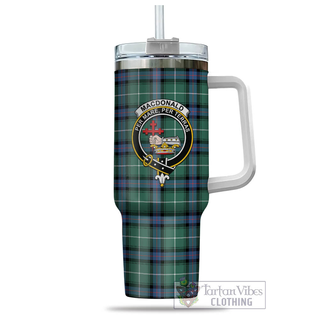 Tartan Vibes Clothing MacDonald of the Isles Hunting Ancient Tartan and Family Crest Tumbler with Handle