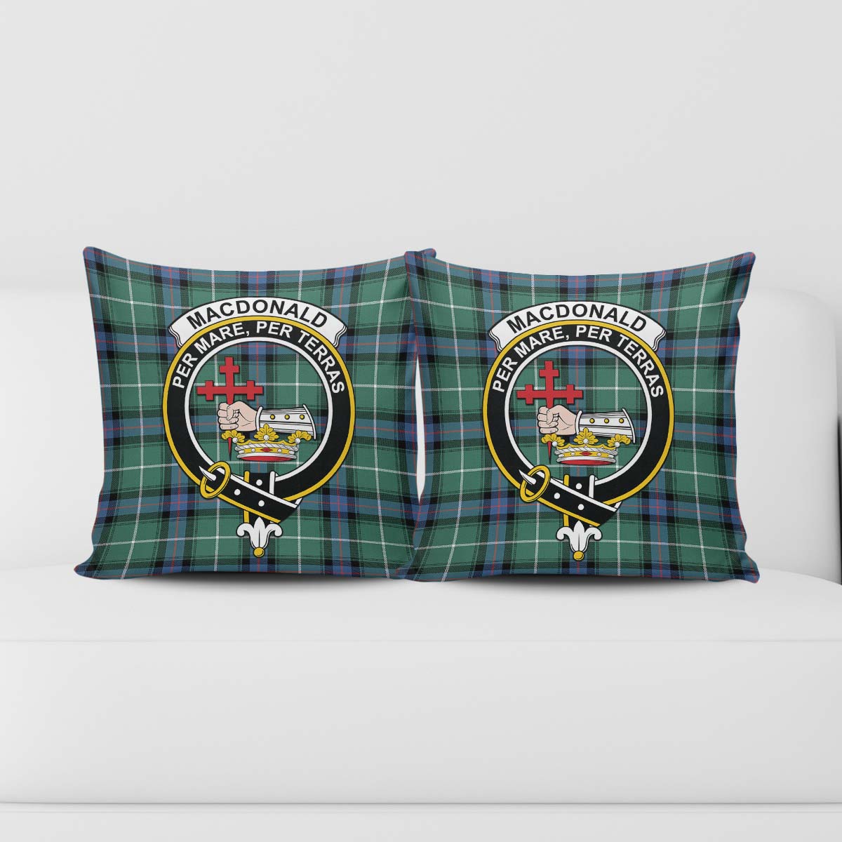 MacDonald of the Isles Hunting Ancient Tartan Pillow Cover with Family Crest - Tartanvibesclothing