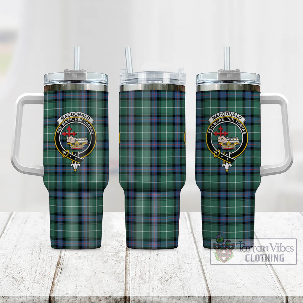 Tartan Vibes Clothing MacDonald of the Isles Hunting Ancient Tartan and Family Crest Tumbler with Handle