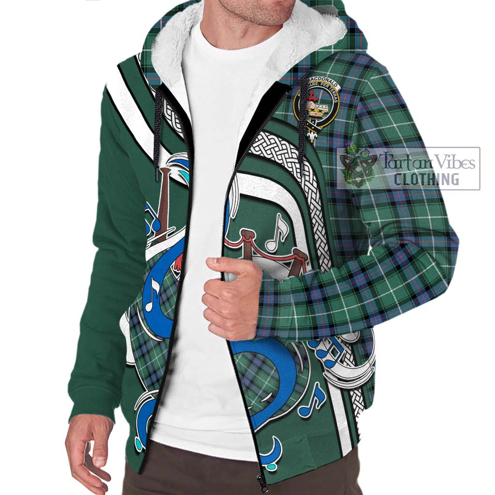 MacDonald of the Isles Hunting Ancient Tartan Sherpa Hoodie with Epic Bagpipe Style Unisex - Tartanvibesclothing Shop