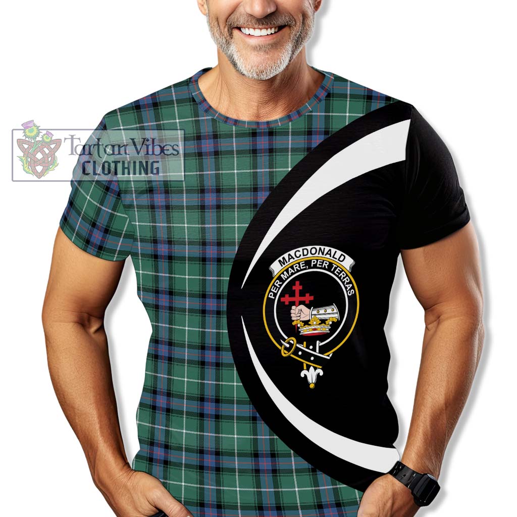 Tartan Vibes Clothing MacDonald of the Isles Hunting Ancient Tartan T-Shirt with Family Crest Circle Style