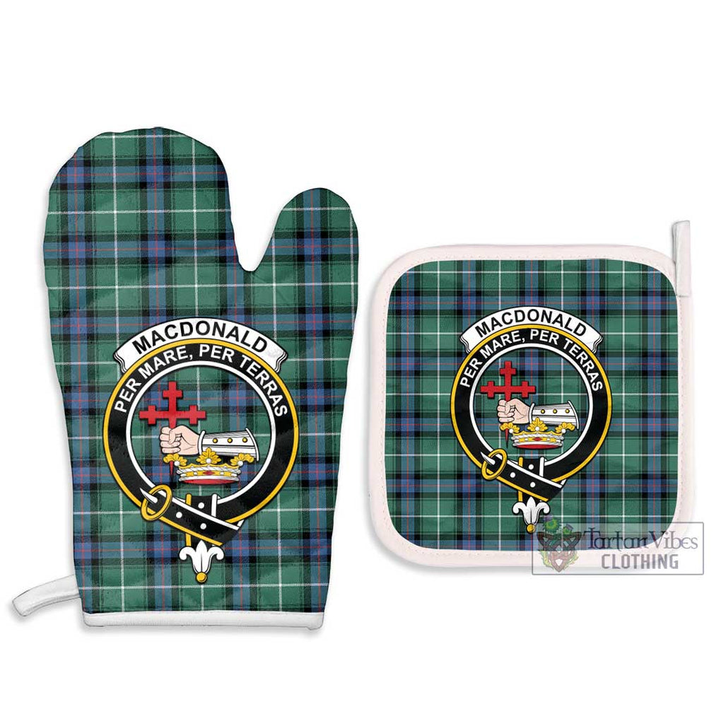 MacDonald of the Isles Hunting Ancient Tartan Combo Oven Mitt & Pot-Holder with Family Crest Combo 1 Oven Mitt & 2 Pot-Holder White - Tartan Vibes Clothing