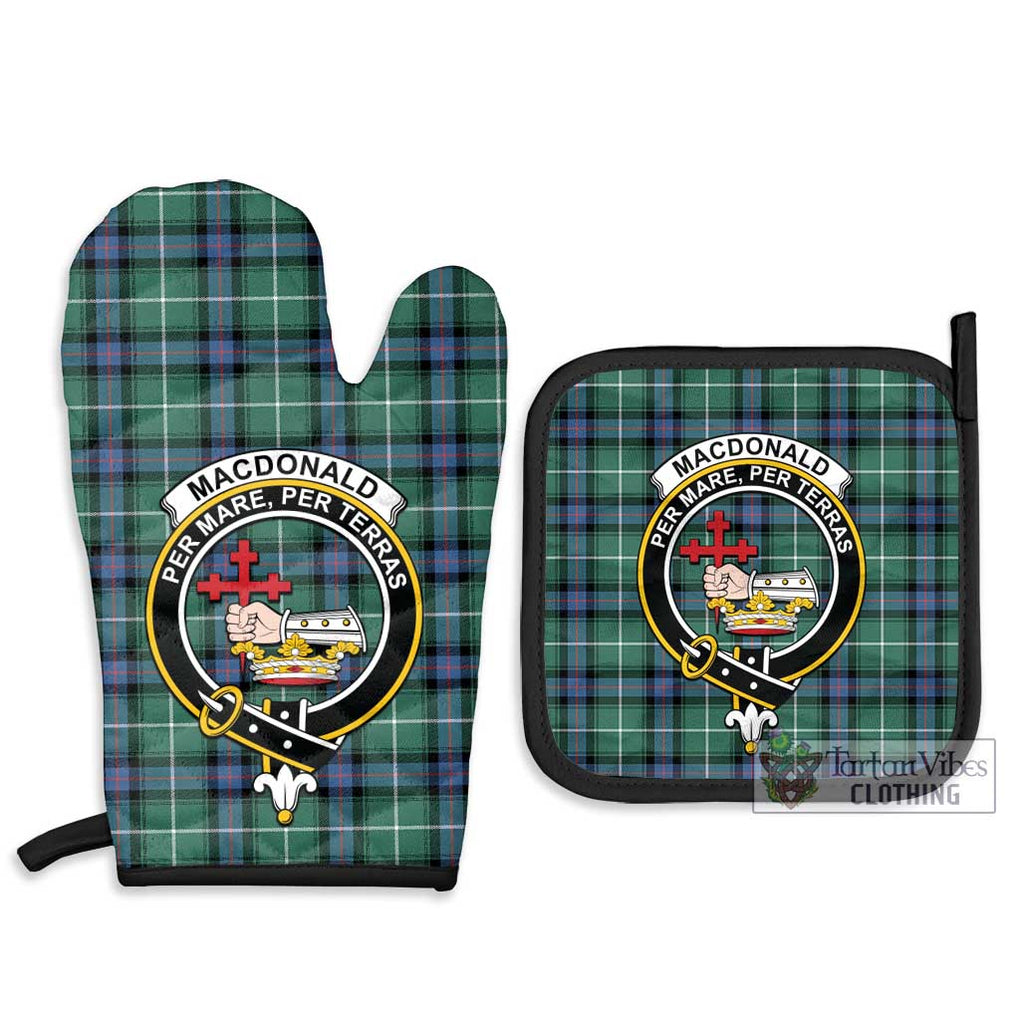 MacDonald of the Isles Hunting Ancient Tartan Combo Oven Mitt & Pot-Holder with Family Crest Combo 1 Oven Mitt & 2 Pot-Holder Black - Tartan Vibes Clothing