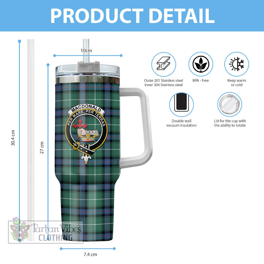 Tartan Vibes Clothing MacDonald of the Isles Hunting Ancient Tartan and Family Crest Tumbler with Handle