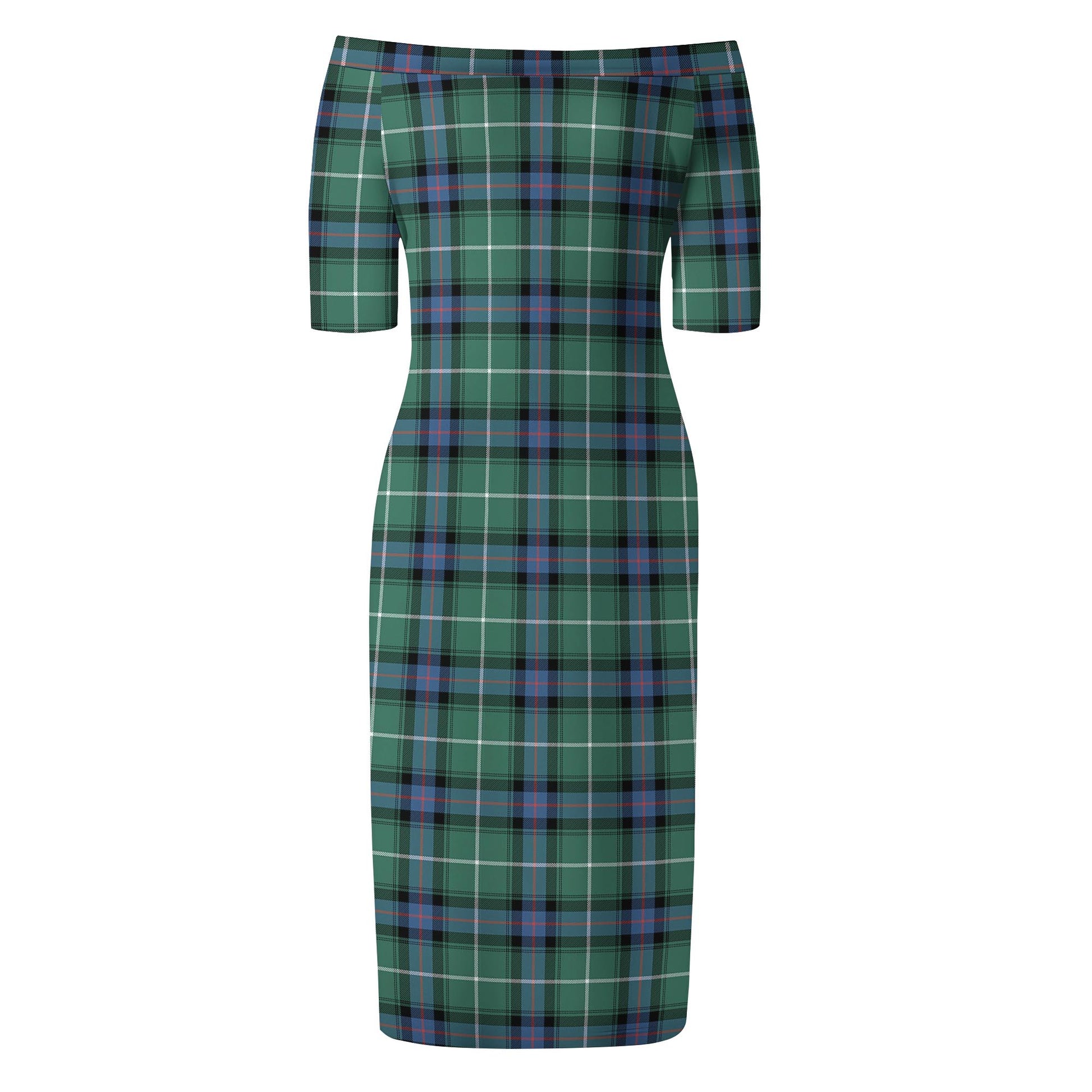 MacDonald of the Isles Hunting Ancient Tartan Off Shoulder Lady Dress - Tartanvibesclothing