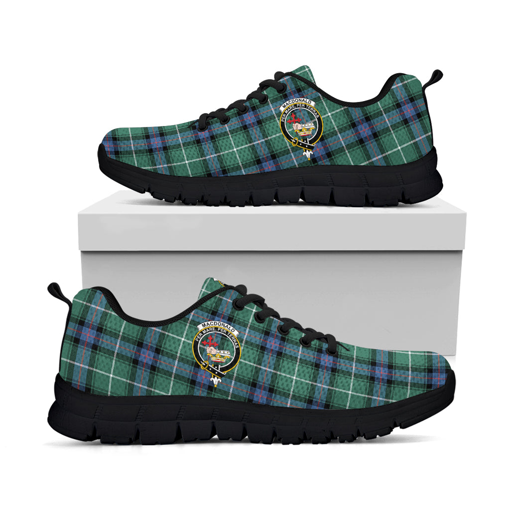 MacDonald of the Isles Hunting Ancient Tartan Sneakers with Family Crest - Tartan Vibes Clothing